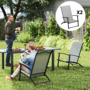 2er-Set Hochlehner Klappstühle mit Armlehnen für Terrasse, Garten, Camping, Grau