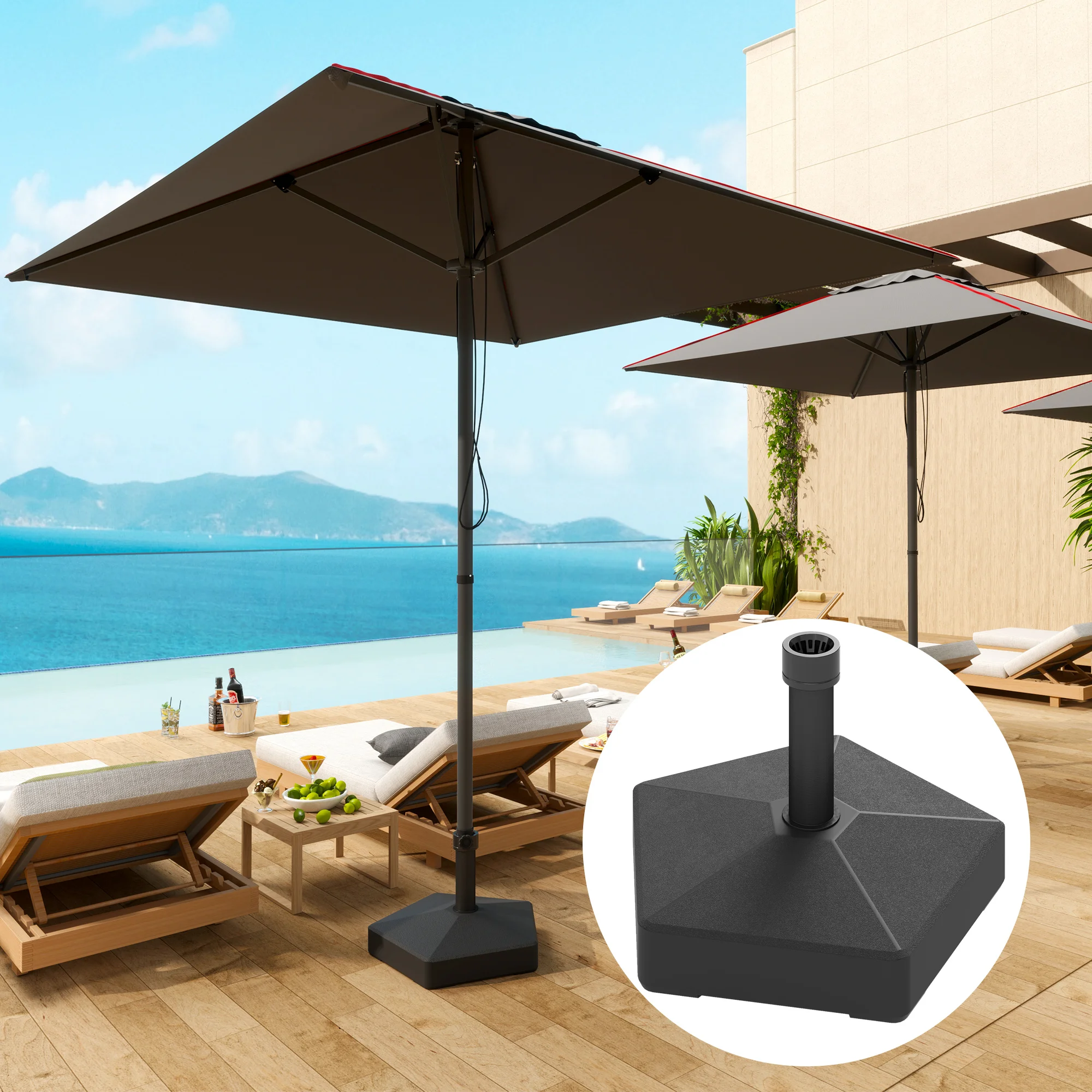 CampGlut schwerer Standfuß für Terrassenschirm, robuste Optik.