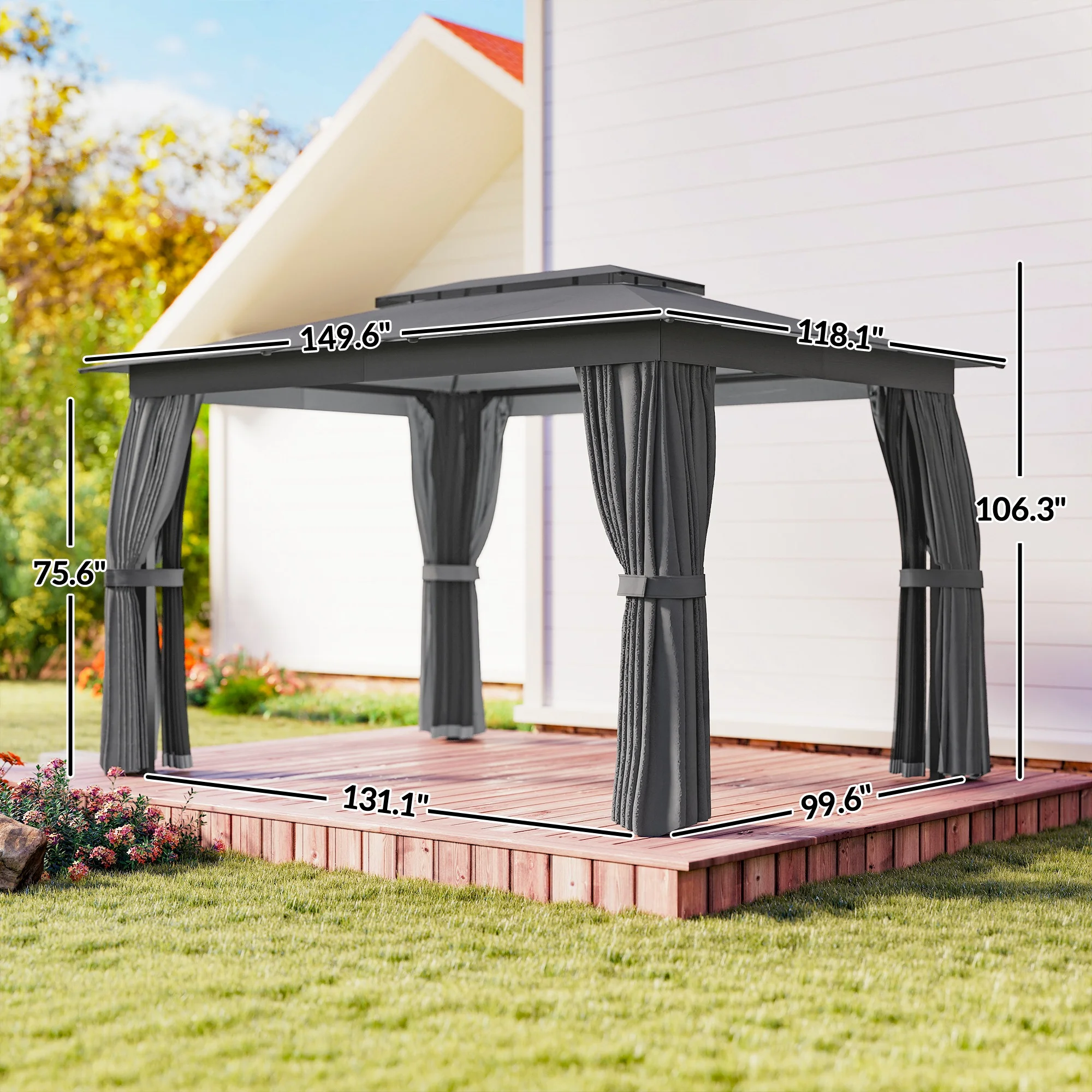 CampGlut 10x12 Meter Gartenpavillon als wetterfester Unterschlupf für draußen.