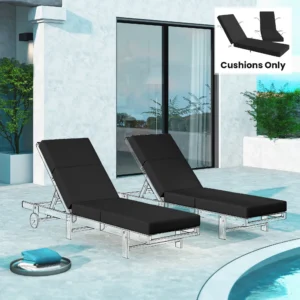 2er-Set Chaiselongue-Kissen, 10 cm dick, Outdoor-Liegekissen mit Bändern für ...