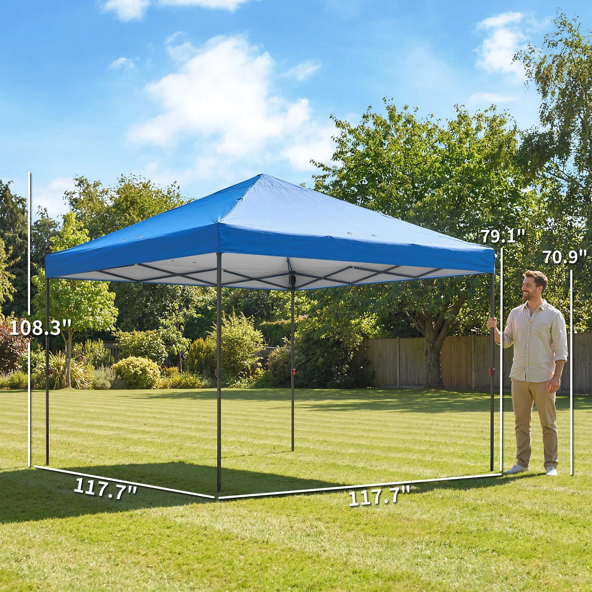 CampGlut Pop-up Canopy mit One-Push-Mechanismus auf Wiese.