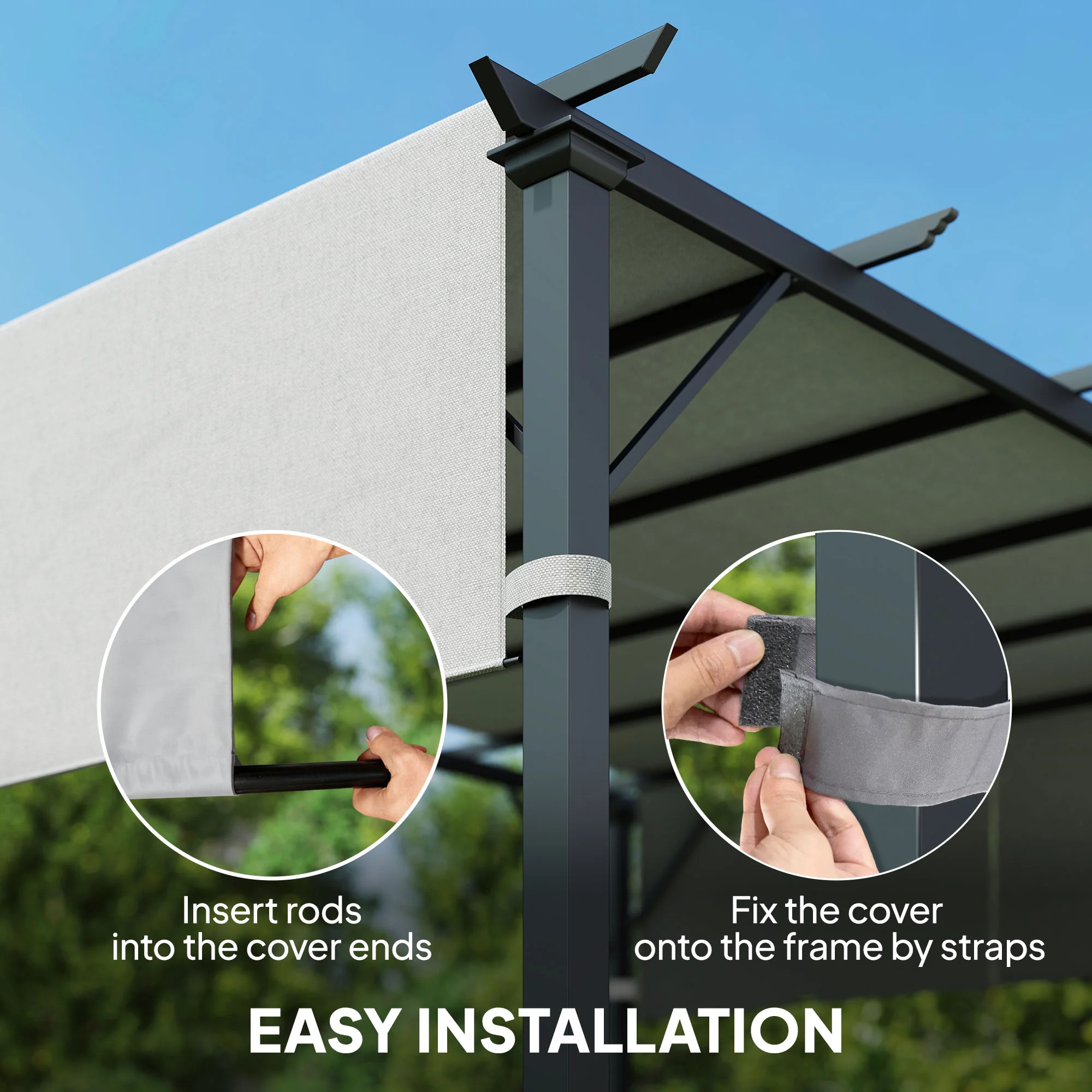 Pack de 2 techos de repuesto para pérgola, protección UV, instalación sencilla, para pérgola de 3x3m, he... – Image 4