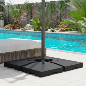 4-teiliger Schirmständer für Terrassen, schwarz, 176 lbs Wasser/264 lbs Sand