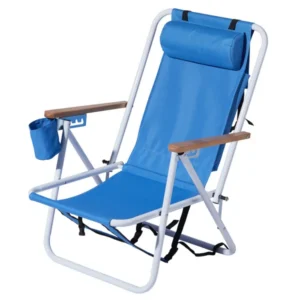 Tragbarer Hochleistungs-Strandstuhl mit verstellbarer Kopfstütze, Blau