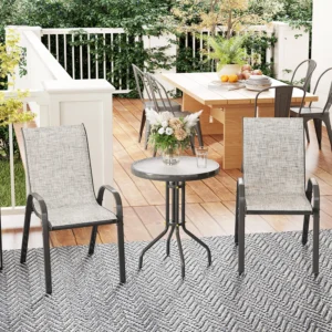 3-teiliges Bistro-Set, kleines Terrassenmöbel-Set mit stapelbaren Stühlen und...