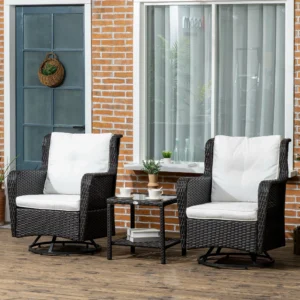 Terrassen-Bistro-Set mit 360°-Dreh- und Schaukelfunktion, 28,25"x30,75"x36,25...