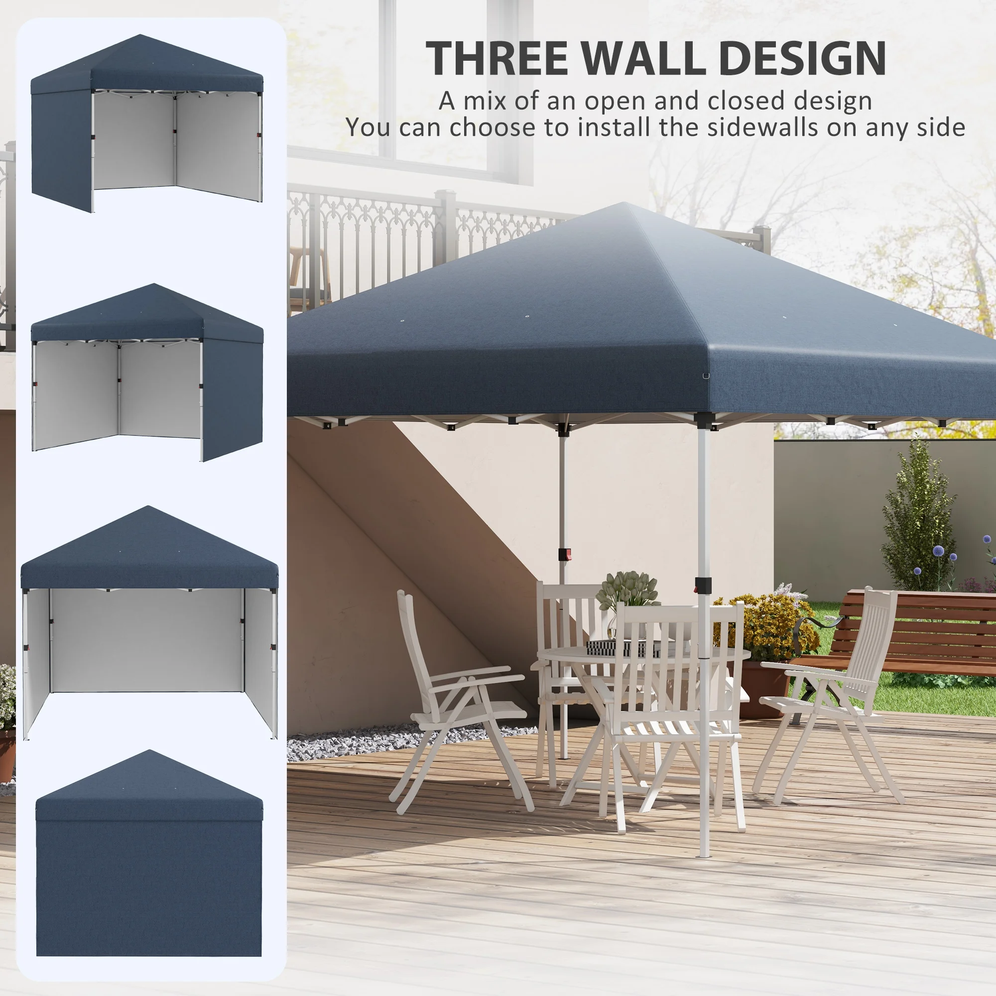 10 x 10 Pop-Up-Pavillon mit Seitenwänden, Gewichtstaschen & Tragetasche, höhe... – Bild 4