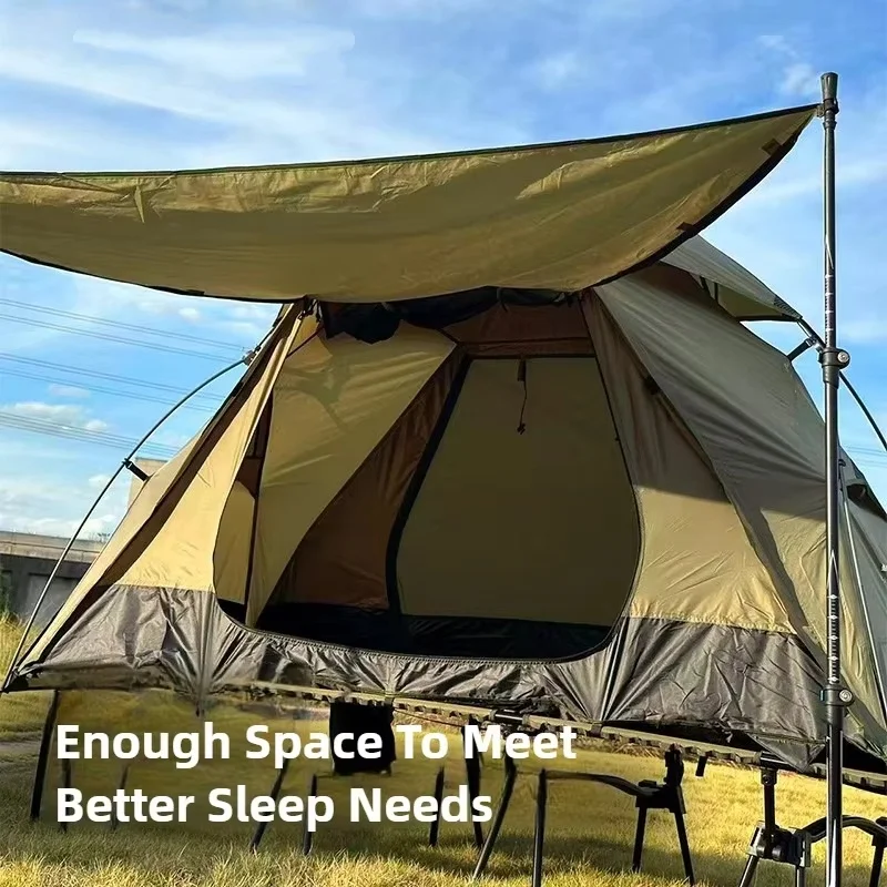 CampGlut Ein-Personen-Camping-Zelt mit Klappbett-Konstruktion.