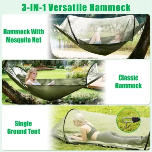 CampGlut Hängematte mit integriertem Moskitonetz für Camping.