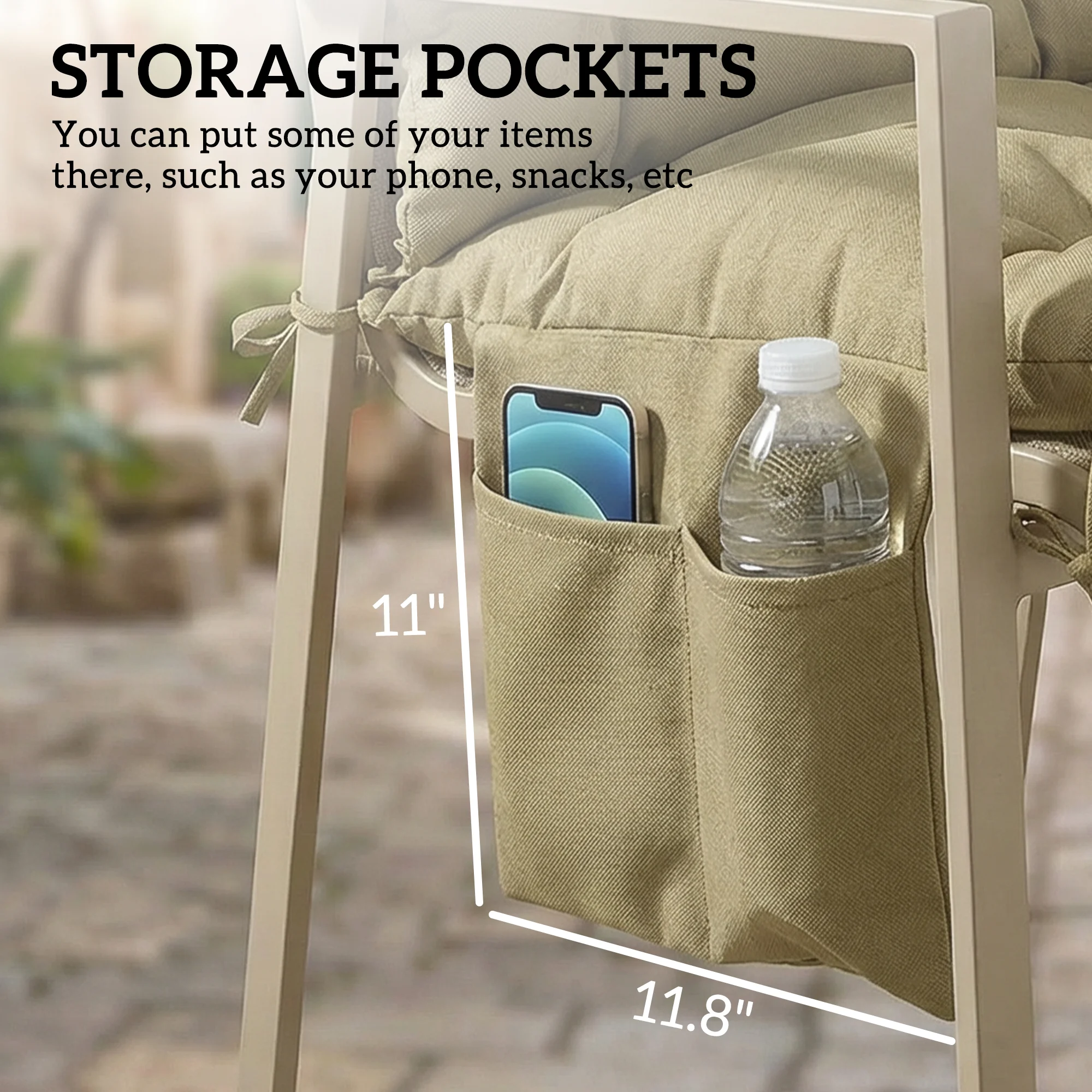 Seat Cushion for 3-Seater Hollywood Swing, Non-Slip, with Backrest and Side... - Image 6