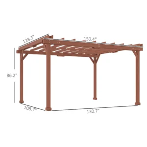 11 x 12,5 m Holz-Pergola mit Weinspalier für Terrasse, Deck, Garten, Rasen