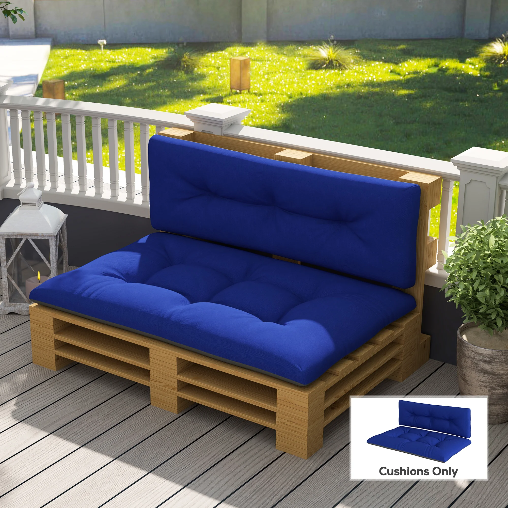 CampGlut 2-Sitzer Palettenauflage Outdoor, 3,9 Zoll dick, getuftet, Ersatzauflage.