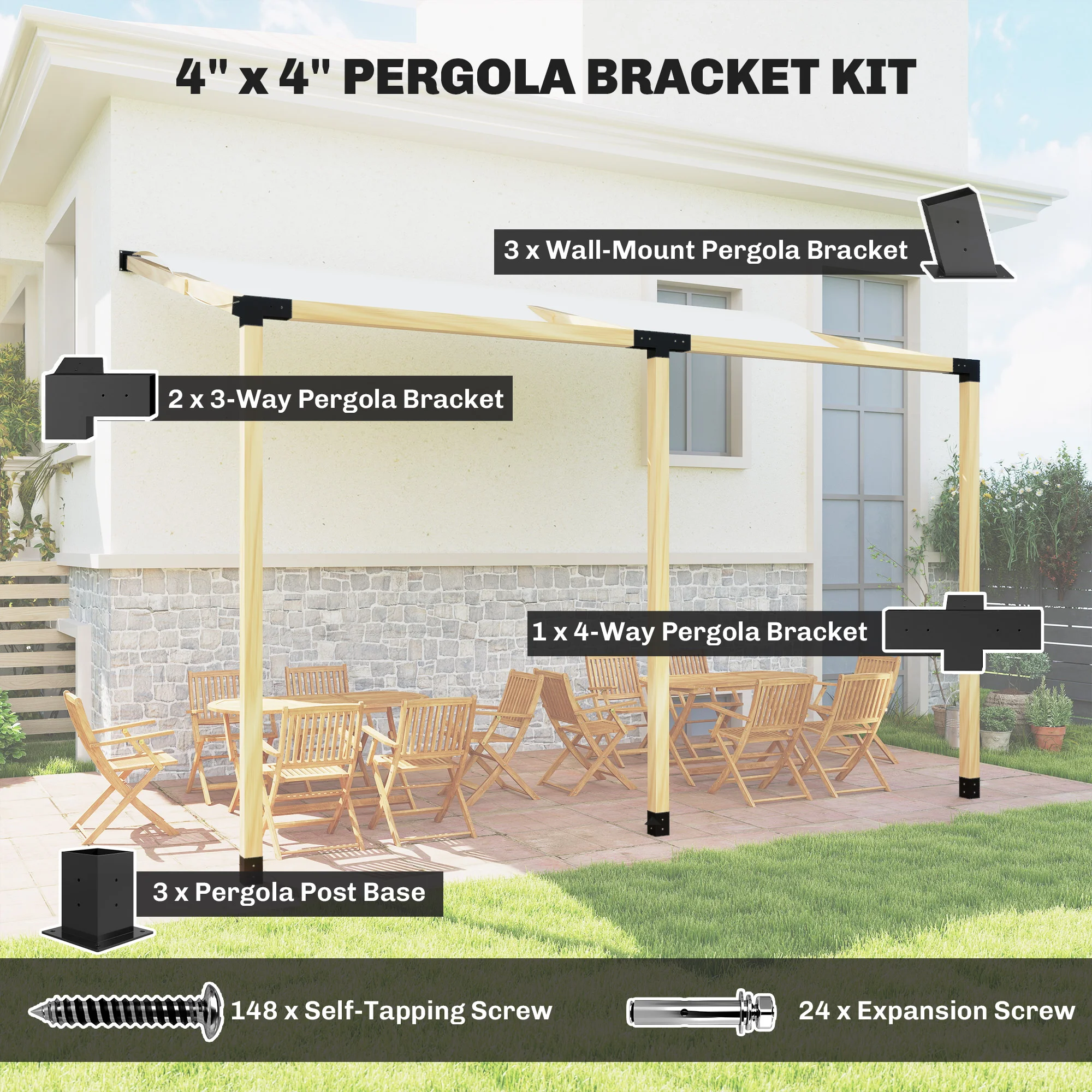 CampGlut Pergola Kit inklusive Montagezubehör.