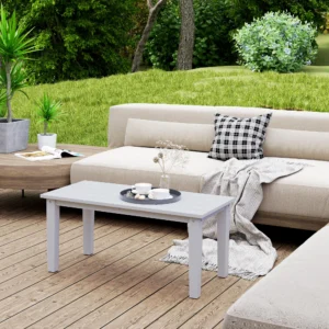 Rechteckiger Outdoor-Couchtisch, HDPE-Wetterfest, mit Lamellenplatte, für Gar...