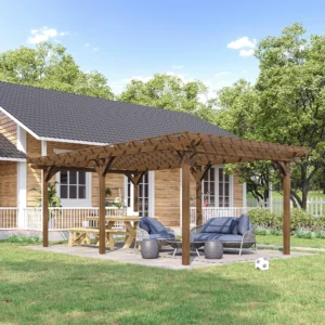 CampGlut 12x20 Outdoor-Pergola aus Holz, Pflanzen-Kletterhilfe für Garten und Camping.