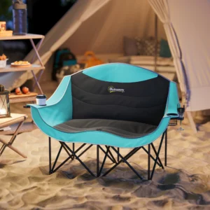 Gepolsterter Klapp-Campingstuhl für Erwachsene, Doppelstuhl mit Armlehnen, Ge...