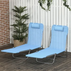 2-teilige klappbare Liegestühle, Pool-Sonnenliegen mit verstellbarer Rückenle...