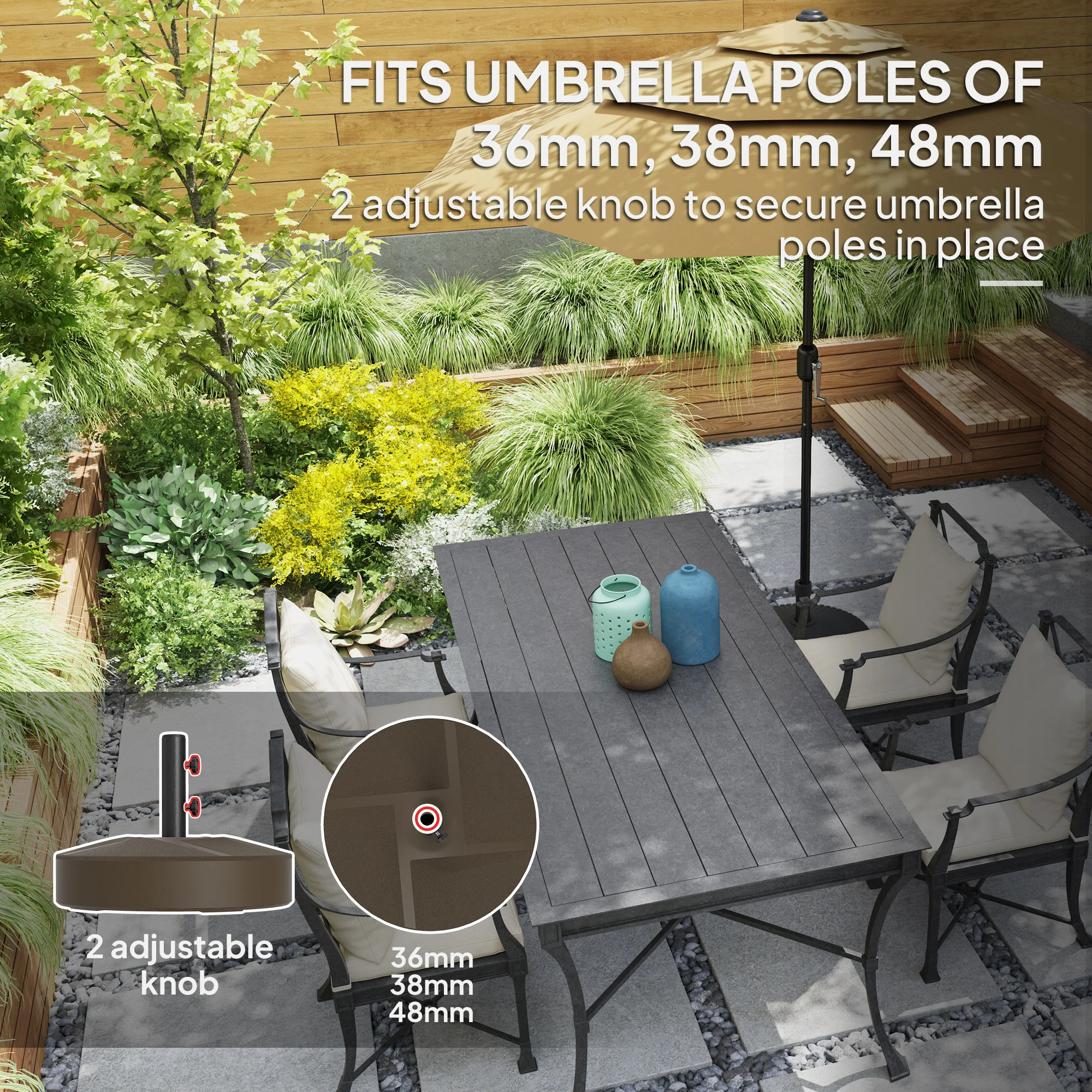 Terrassenschirmständer, schwerer Outdoor-Schirmständer, bis 30 kg mit Stand o... – Bild 7