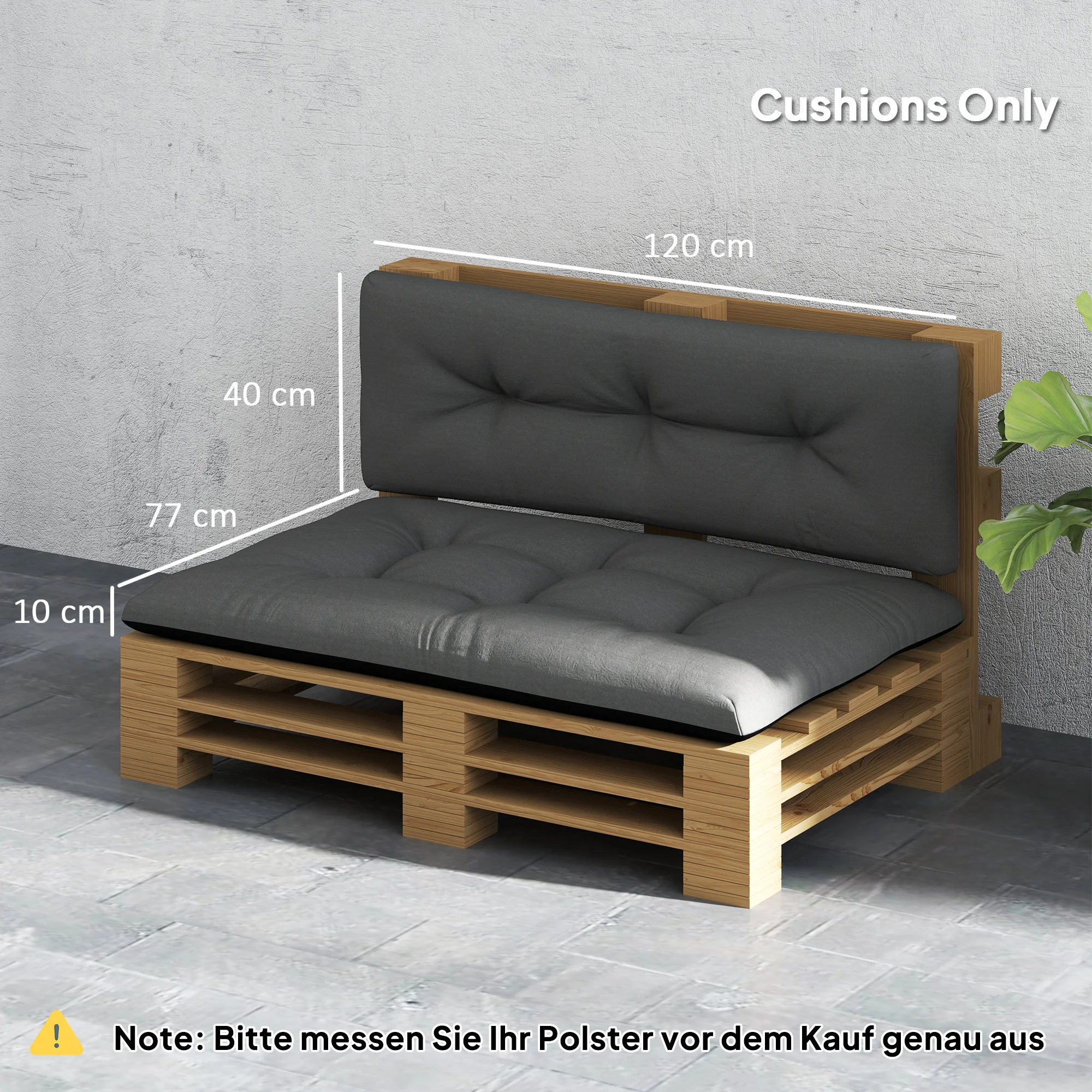 2-Seater Pallet Cushion Outdoor 3.9" thick, replacement cushions, tufted, garden, terrace... - Imagen 7