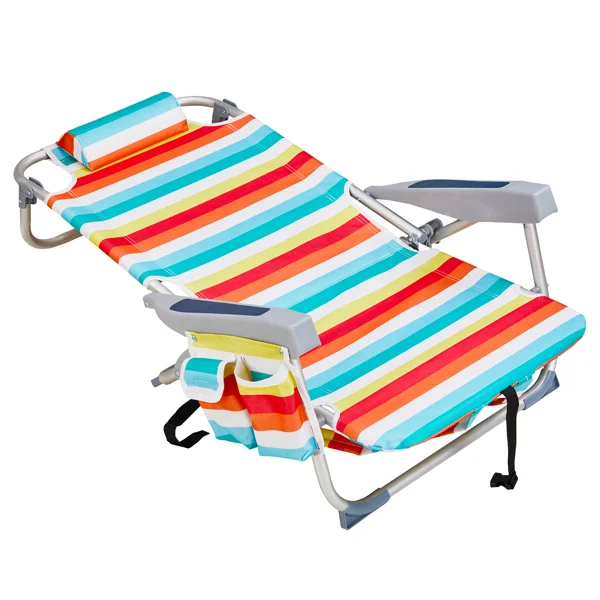 CampGlut Zusammenklappbarer Strandstuhl mit Regenbogen-Streifen