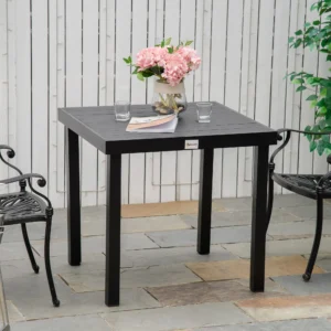 Gartentisch für 4, rechteckiger Alu-Tisch, schwarz