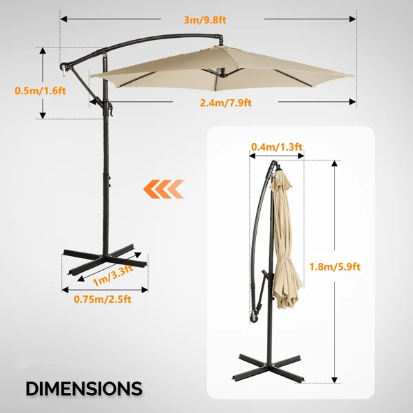 CampGlut 10FT Round Umbrella, Schatten für Outdoor-Aktivitäten.