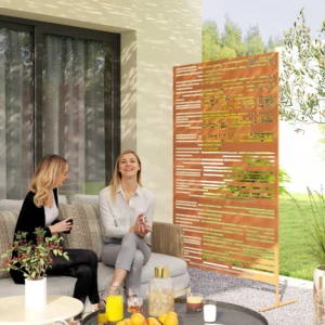 78" H x 48" W Metall-Sichtschutz, freistehend, dekorativ, für Balkon, Braun