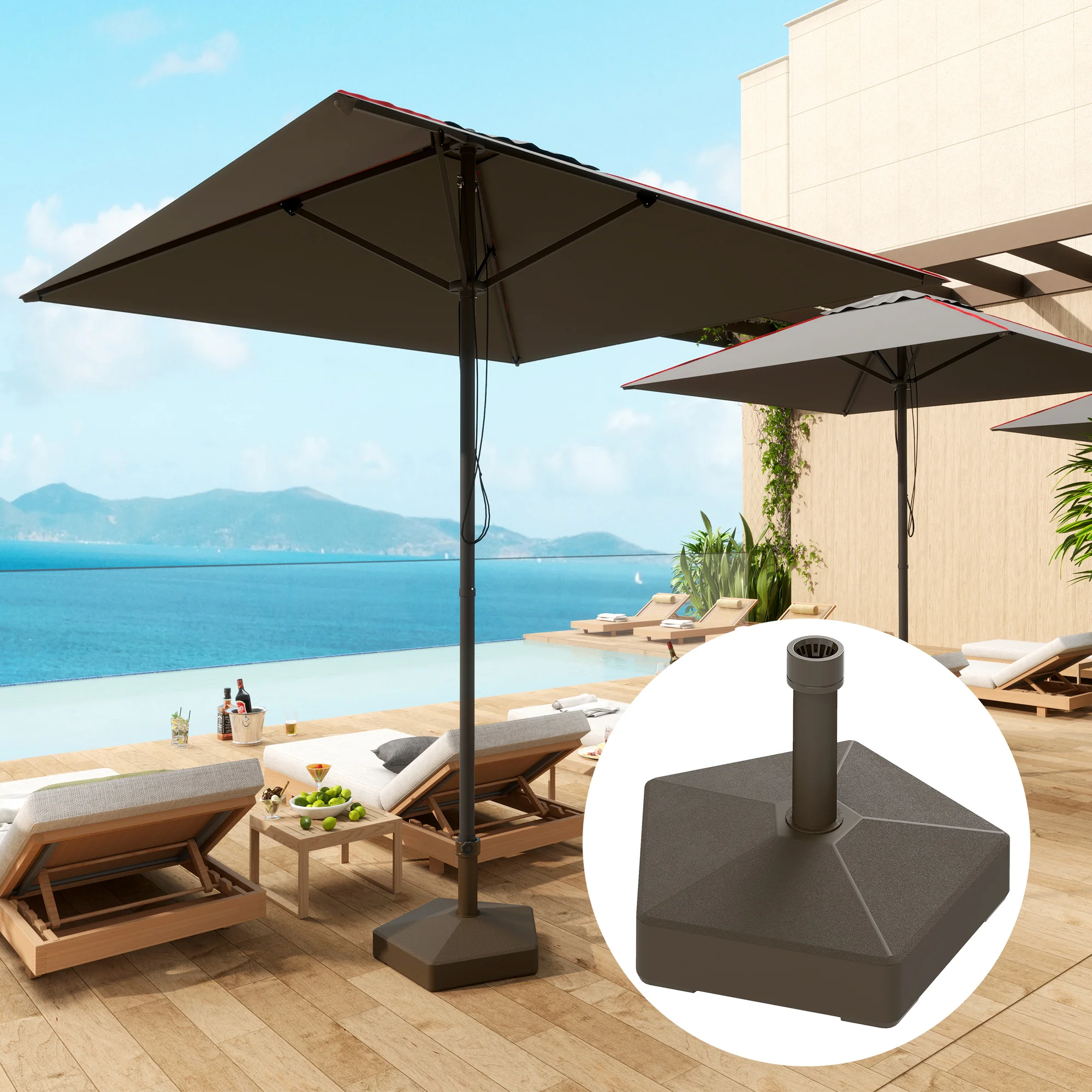 Terrassenschirmständer, schwerer Outdoor-Standfuß, bis 19 kg Sand/15 kg Wasse...