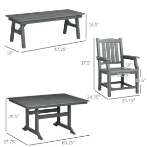CampGlut Patio-Essset mit Glasplatte und Polstern.