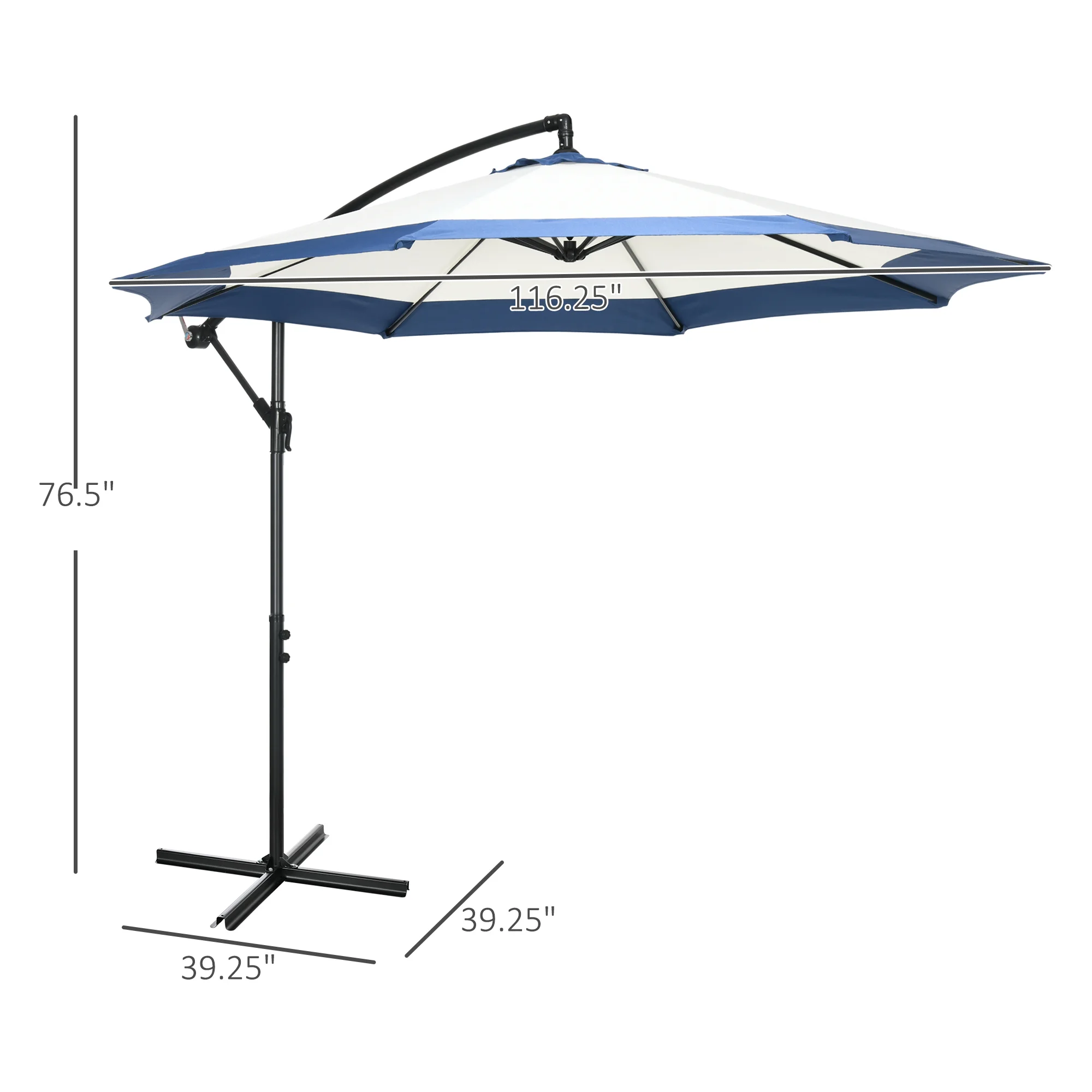 Sombrilla offset de 10 pies con manivela y base de cruz para terraza, jardín, piscina... – Image 5