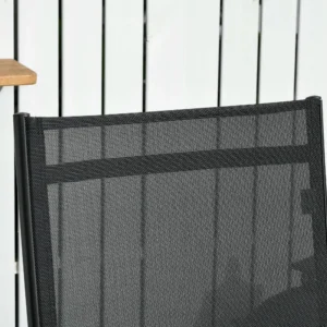 Schwarze 2-teilige Outdoor-Liege mit Rollen, 5-fach verstellbar für Terrasse,...
