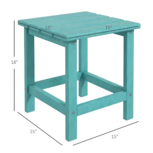 Terrassentisch, 38 cm quadratischer Outdoor-Beistelltisch, HDPE-Kunststoff-Te...