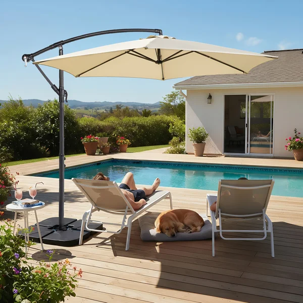 CampGlut 10FT Offset Umbrella, Schatten für Camping-Essbereiche.