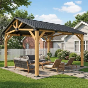CampGlut Hardtop-Pavillon 13x11 ft mit Metallblechdach.