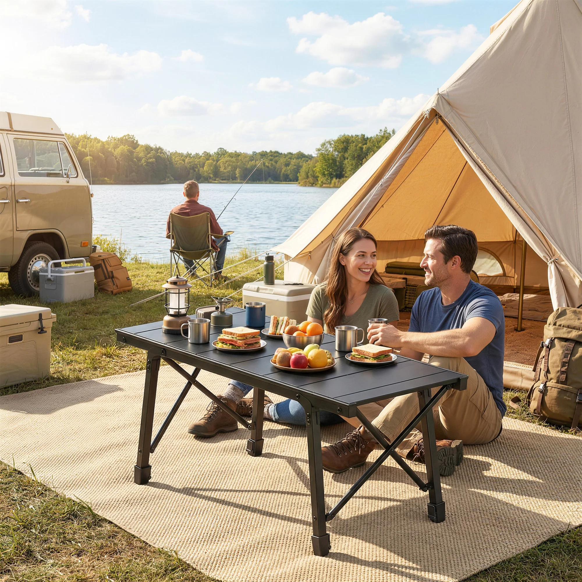 Folding Camping Table with Adjustable Height and Removable Panels, A... – Image 6