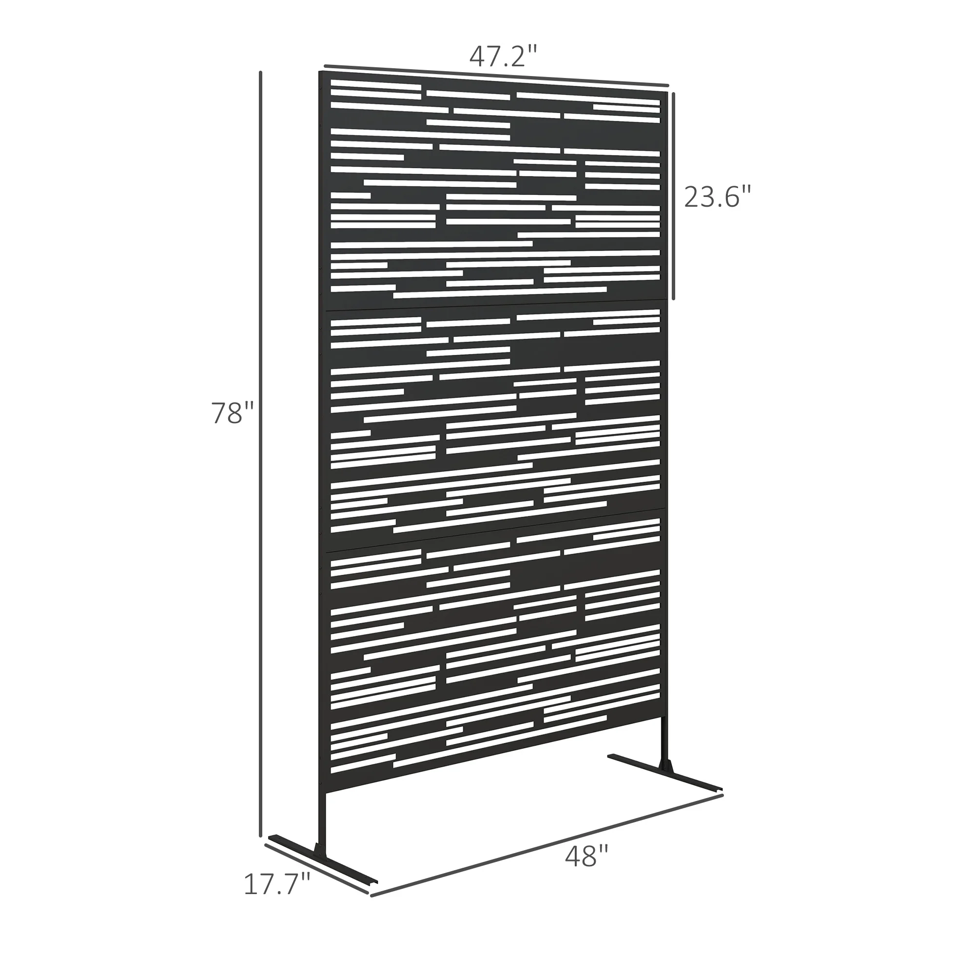 78" H x 48" B Metall Sichtschutz, freistehend, dekorativ, für Balkon, Schwarz – Bild 8