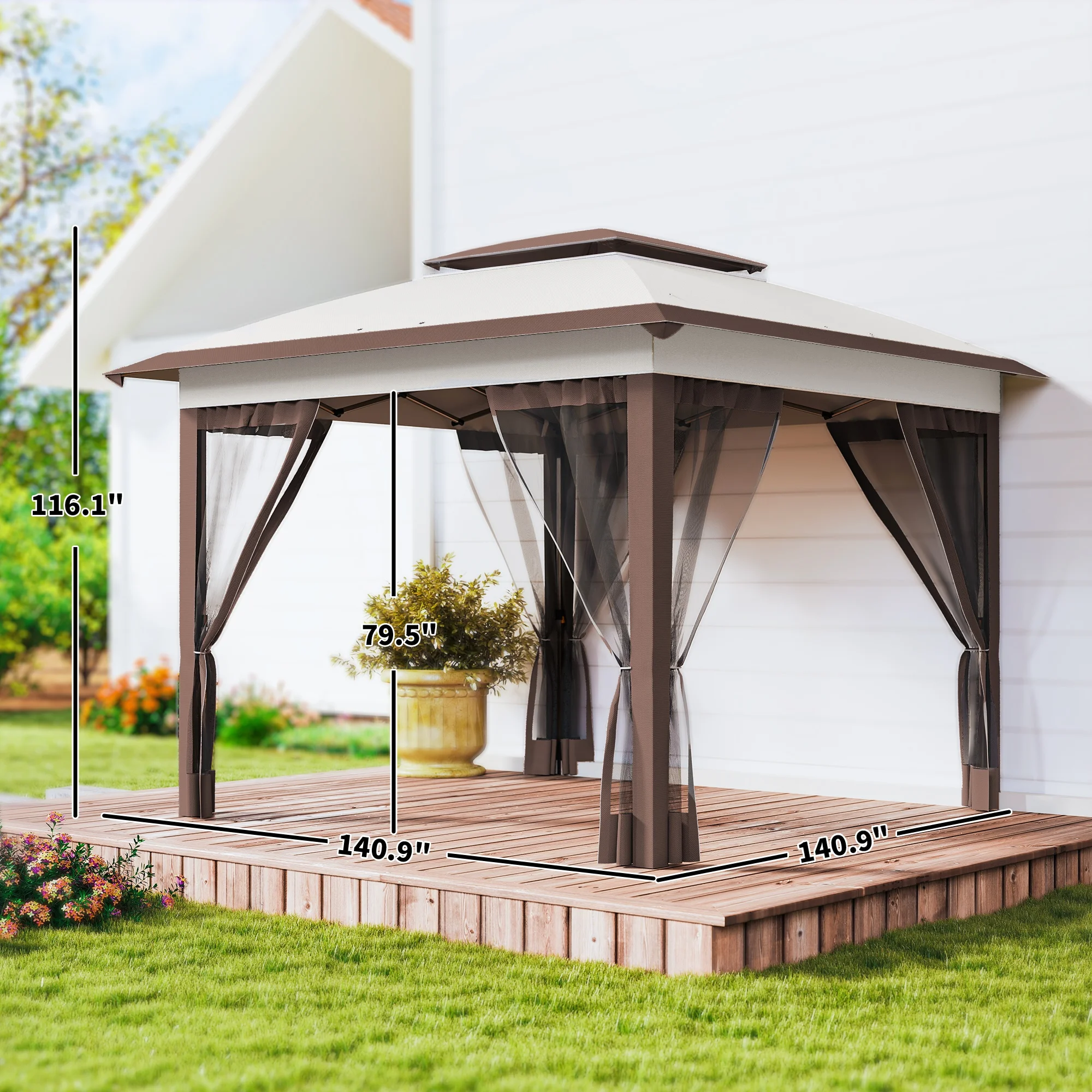 12 x 12 Pop-Up-Pavillon mit Netz und Tragetasche, sofortiger Sonnenschutz, 13... – Bild 4