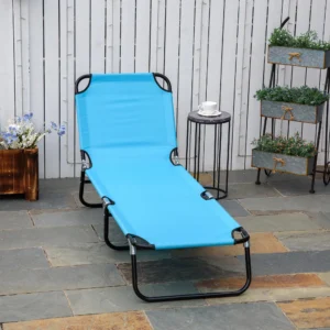Klappbare Pool-Liegestühle, 5-fach verstellbar, Stahlrahmen, himmelblau