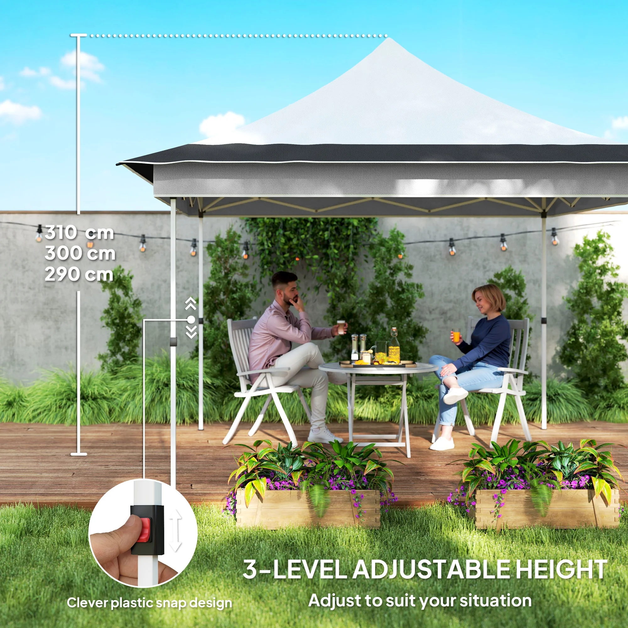 12 x 12 ft. Pavillon mit Moskitonetz, UPF50+, Tragetasche, hellgrau – Bild 3