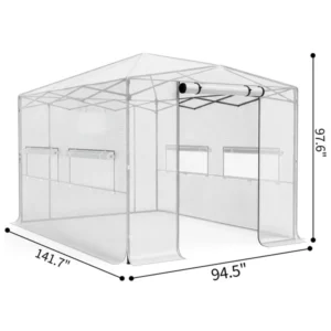 8x12ft PE-Netz-Gewächshaus, weiß, klappbar