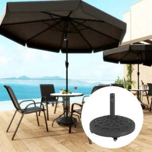 Base Redonda para Sombrilla de Terraza con Ruedas, 21 kg, Soporte Pesado para Sombrilla para 3...