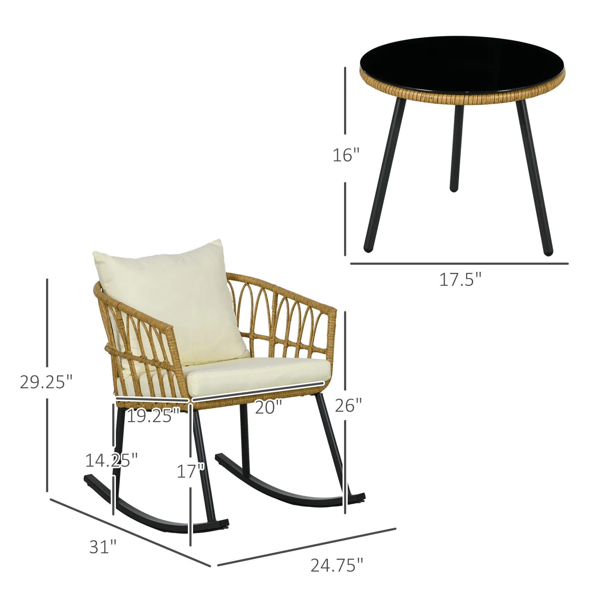 Wicker Outdoor Rocking Chair Set – Bild 7