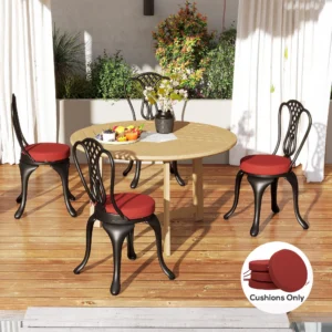 CampGlut 4er-Set runde Terrassenstuhlkissen, maschinenwaschbar.