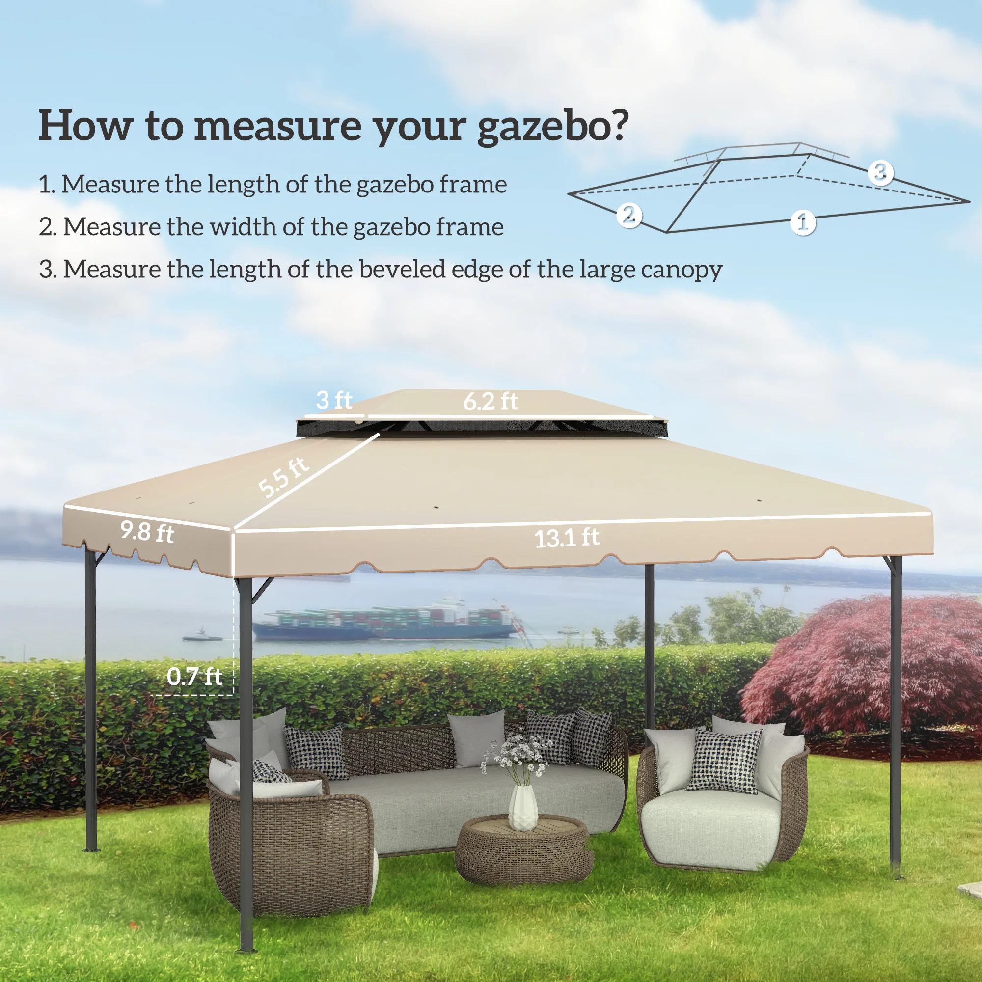 Modell 84C-101 oder 84C-144 13x10 Pavillon-Ersatzdach, Doppelbelüftung (NUR D... – Bild 3