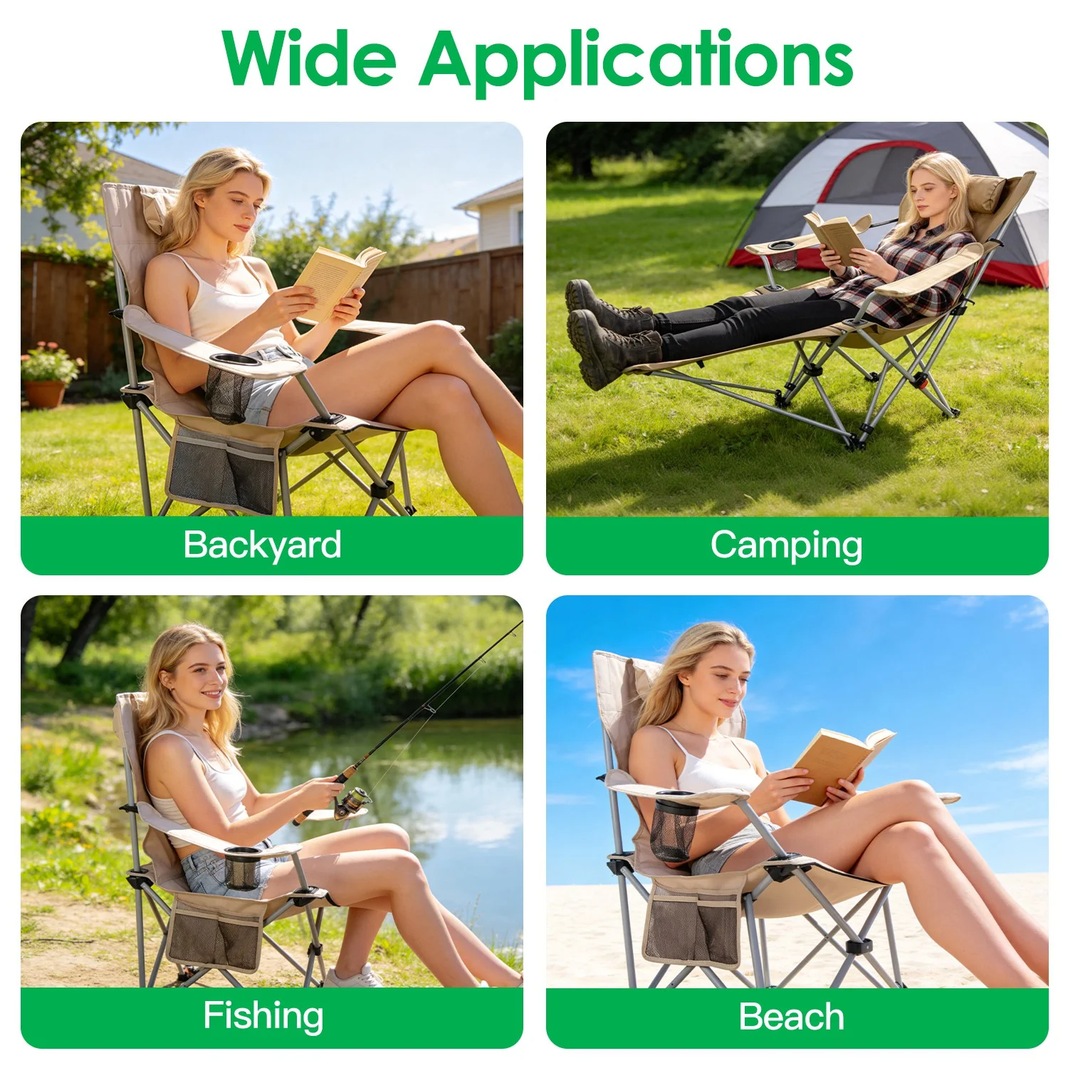 CampGlut Camping Chair, zusammengeklappt, portabel und robust.
