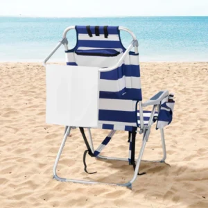 CampGlut blauer erhöhter Oxford-Stoff-Strandstuhl mit Aluminium.