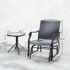 3-teiliges Gartenschaukel-Set mit Couchtisch, 2 Schaukelsessel mit atmungsakt...