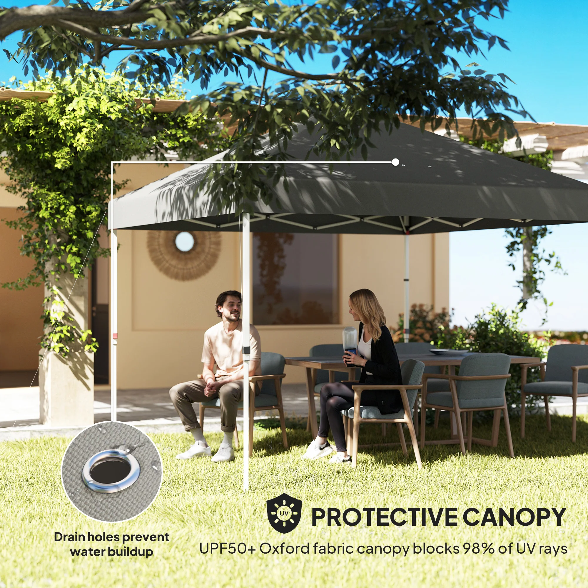 Chapiteau Pop-Up 10 x 10 avec paroi latérale, UPF50+, hauteur réglable, avec sac de rangement - Imagen 3