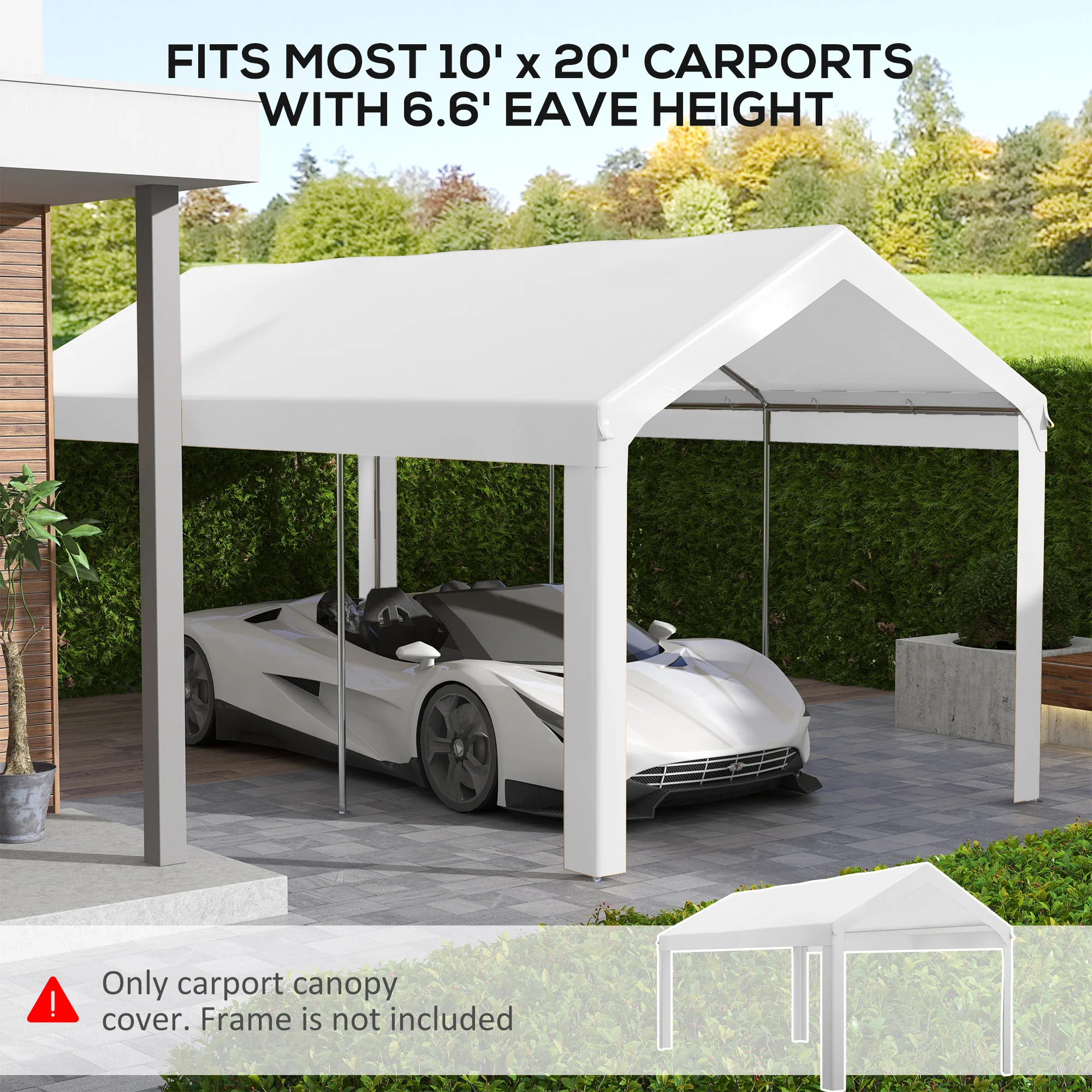 10 x 6m Carport Roof, UV-Resistant Replacement, White, Fits 84C-378V00 & 8... – Image 7
