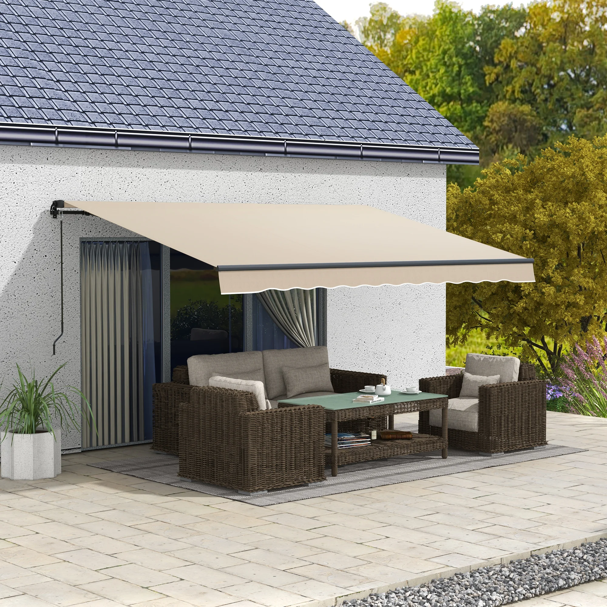 13 x 10 ausziehbare Markise, 280gsm UV-beständiger Sonnenschutz für Terrasse,... – Bild 6